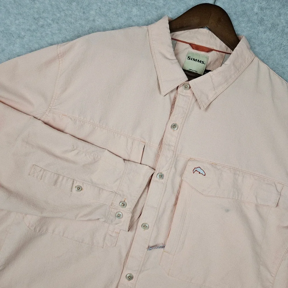 Simms (Men's 3XL) Pink Shirt Fishing Outdoor Guide Performance Vented Breathable